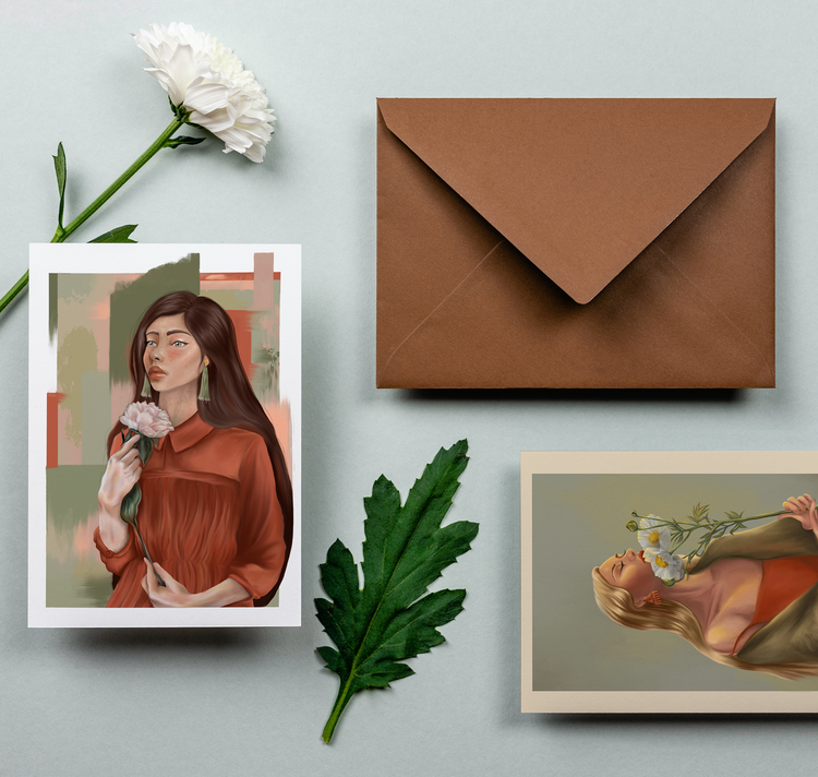 Valerie Umbricht - Carte postale "Flower Woman II"
